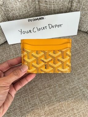 Authentic Goyard Yellow Card Holder Wallet Yellow